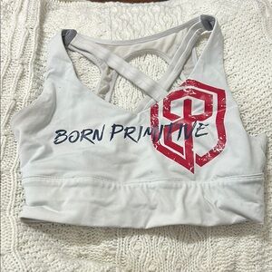 Born Primitive White and Red Sports Bra for Active Comfort